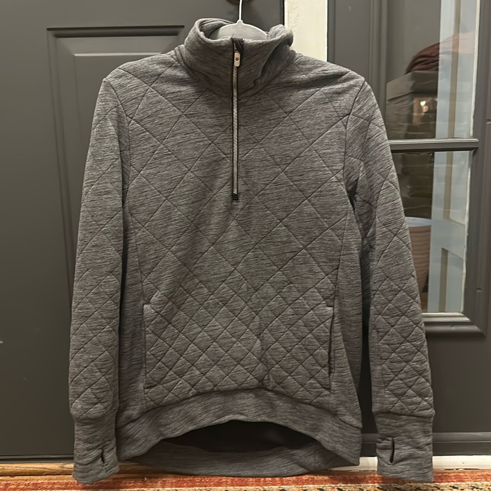 Lululemon Athletica Forever Warm Quilted Pullover Women Size 6 Gray  Athleisure
